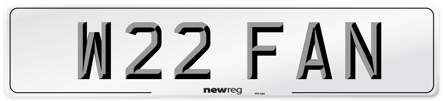 W22 FAN Number Plate from New Reg